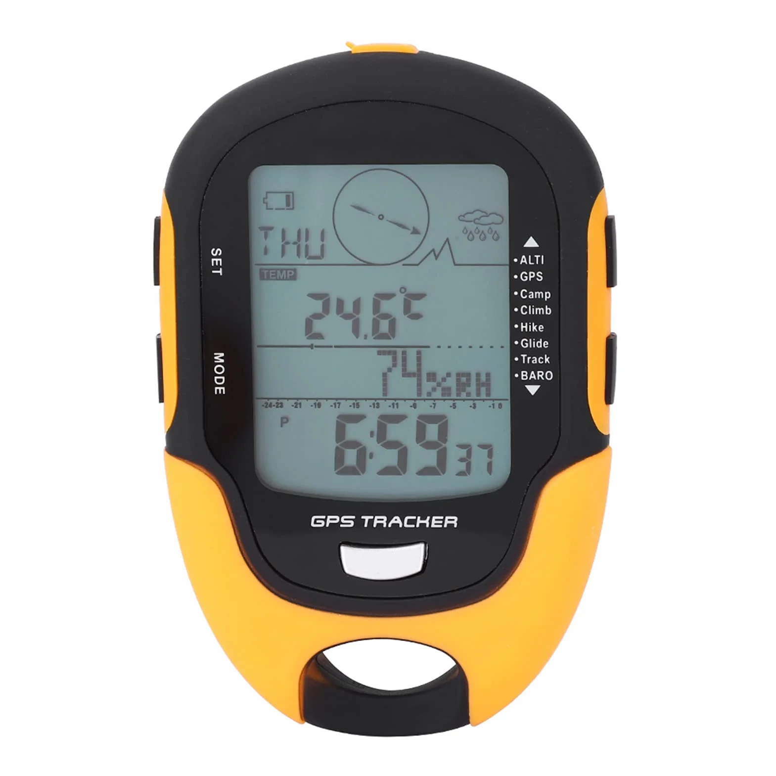 HERCHR Barómetro, Altímetro Digital, Barómetro, Receptor De Navegación GPS, Termómetro Recargable USB De Mano, Higrómetro para Exteriores, Escalada, Senderismo
