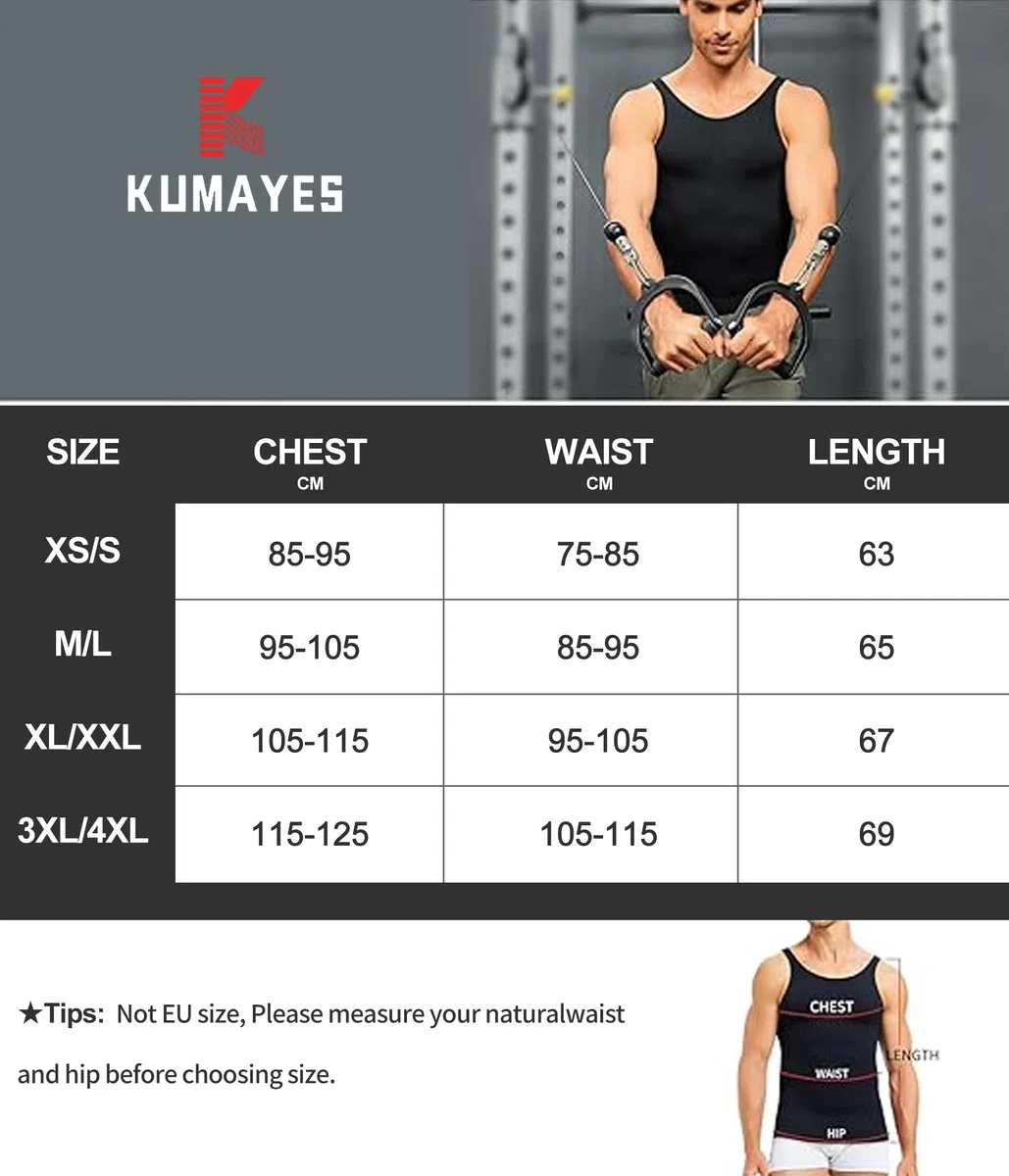 KUMAYES Faja Camiseta Reductora Compresión Hombre Faja Chaleco Hombre Camiseta Reductora Hombre Alta Elasticidad