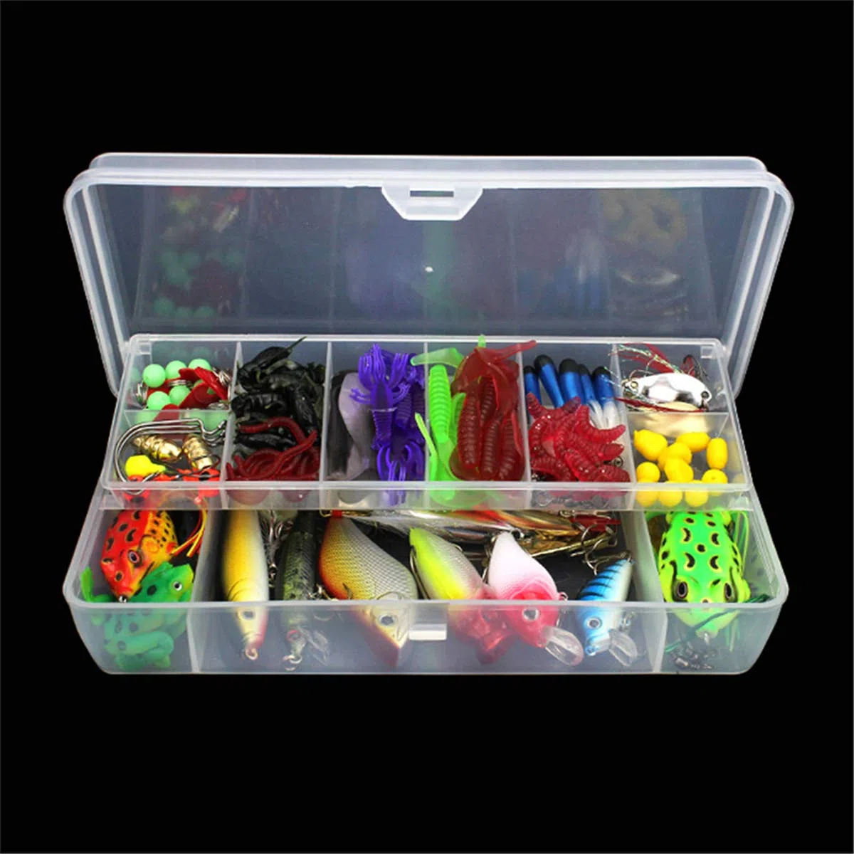 RoseFlower Kits de señuelos para Pesca Cebos Artificiales de Pesca Cebo Duros/Suaves Incluye Ranas, Giratorios, Cuchara, Manivela Anzuelos - Pesca Accesorios para Pesca de Trucha, Bagre y Lucio