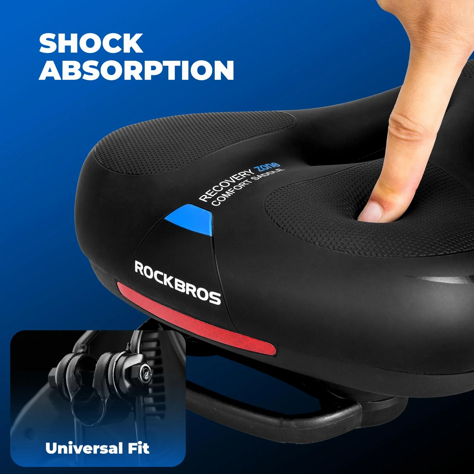ROCKBROS Sillín Bicicleta Cómodo, Asiento para Hombre Mujer Antiprostático Transpirable Cojín Ergonómico para Bicicleta de Montaña, Carretera, Urbana, 26 x 22 cm