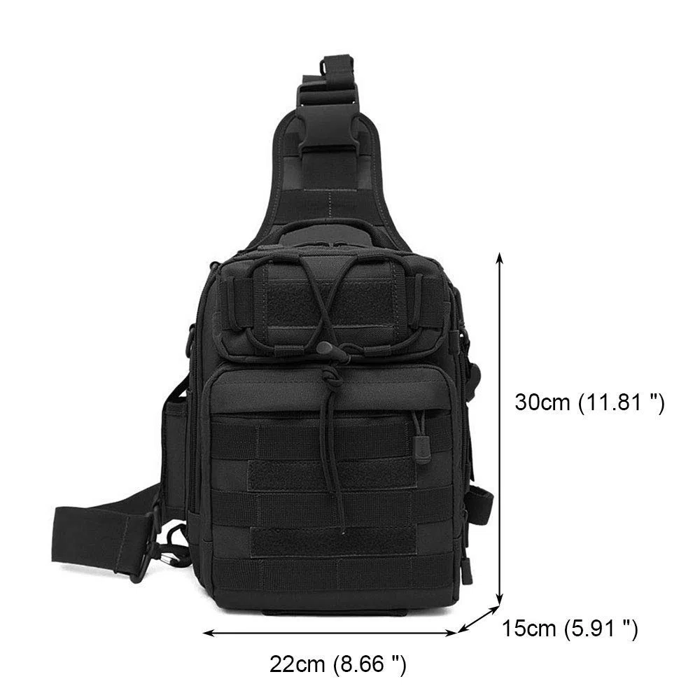 HUNTVP Mochila Militar Mochila Bandolera Hombre Tactica Sling Bag Cruzada Hombre Bolso de Pecho Bolsa para Pescar Caza Correr Senderismo Ciclismo, Negro
