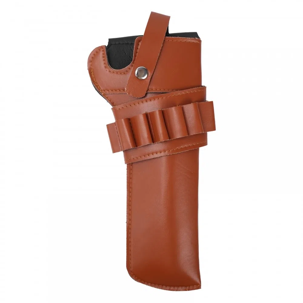 Funda para revólver, Funda para Pistola Western Cowboy, Funda de Cuero Ajustable con Bolsillo para Cartuchos para Caza al Aire Libre