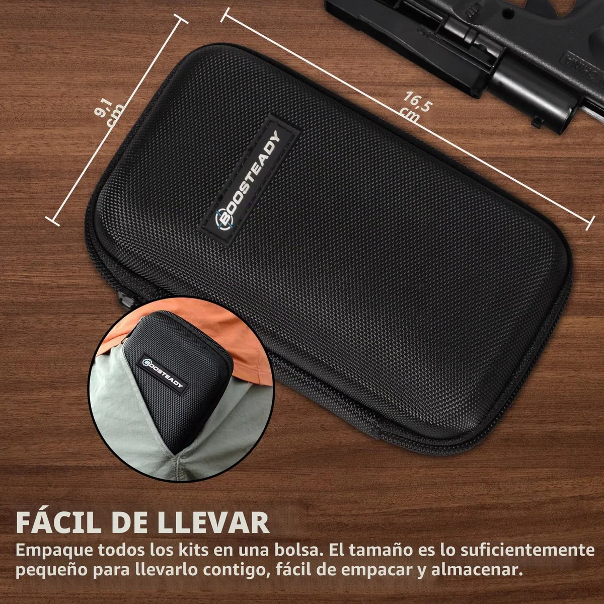 BOOSTEADY Kit de limpieza universal de pistola de calibre .22, .357, .38, 9 mm, kit de limpieza de pistola de calibre .45, cepillo de bronce y adaptador de jag de latón