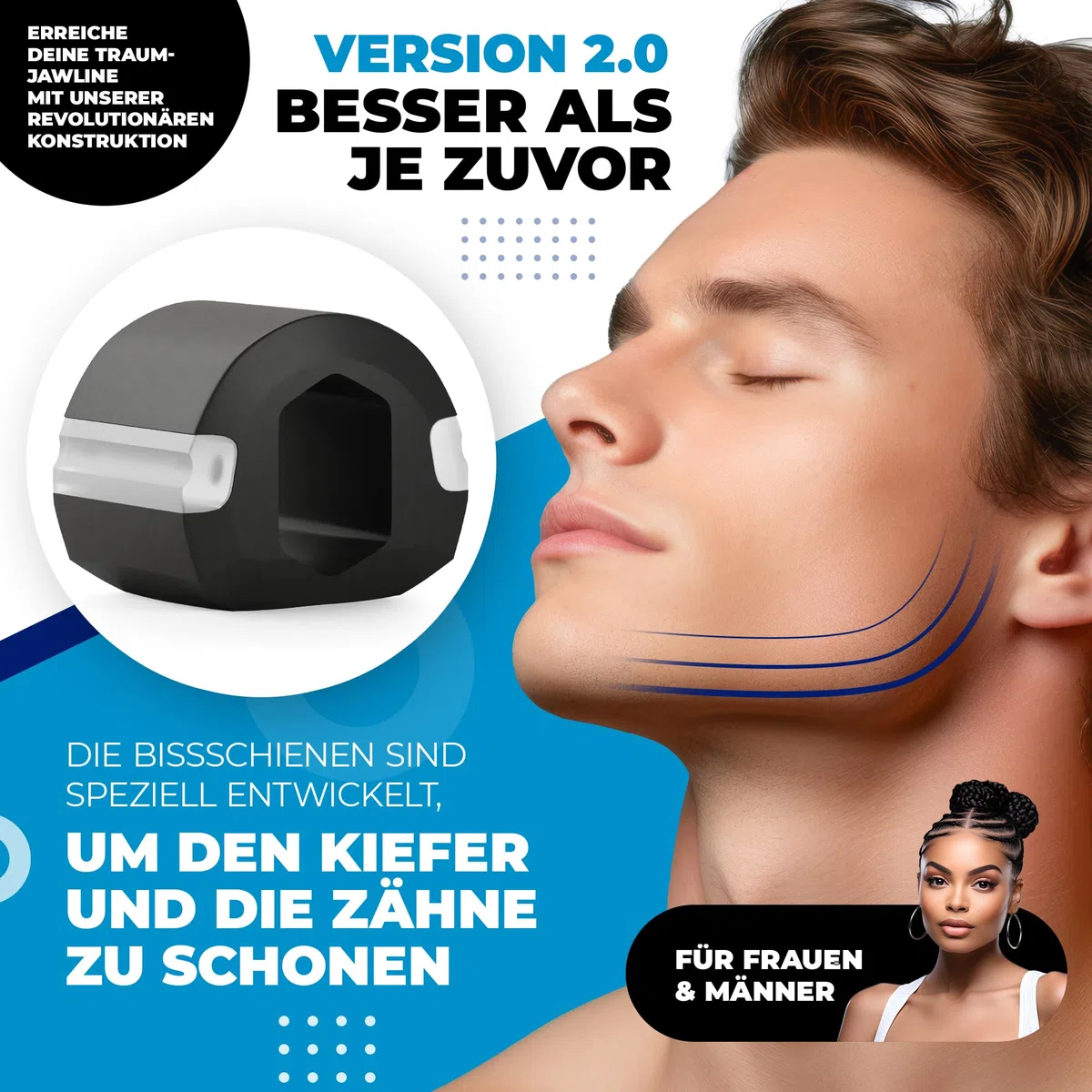 Jawline - Entrenador de mandíbula para tonificar la cara y reducir la papada, incluye plan de entrenamiento, entrenamiento de músculos masticatorios para hombres y mujeres, 3 niveles de