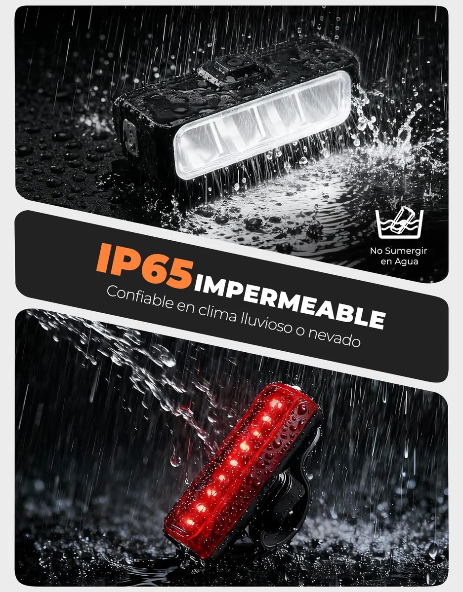 EOIWUY Luces Bicicleta Delantera y Trasera, Aluminio Cuerpo Luz Bicicleta Delantera Súper Brillante & Haz Amplio, Luz Bici Recargable USB con 4+5 Modos, Linterna Bicicleta para E-Bike/MTB/Todo Terreno