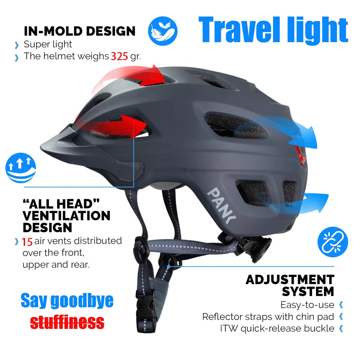PANK Mix Casco Bicicleta Adulto Premium con Acolchado Casco Patinete electrico Adulto Certificado CE MTB Bici Ciclismo Skate Hombre Mujer