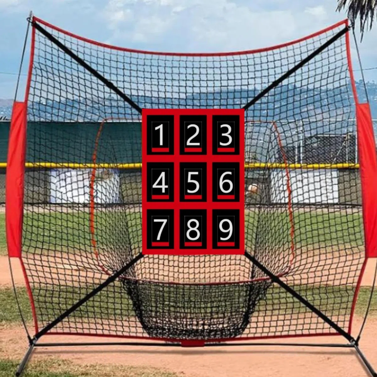 Red de lanzamiento de béisbol, red de lanzamiento, Targeto de bateo de práctica de softbol, Objetivo de red de béisbol ajustable con zona de ataque, equipo de entrenamiento de lanzadores de softbol pa