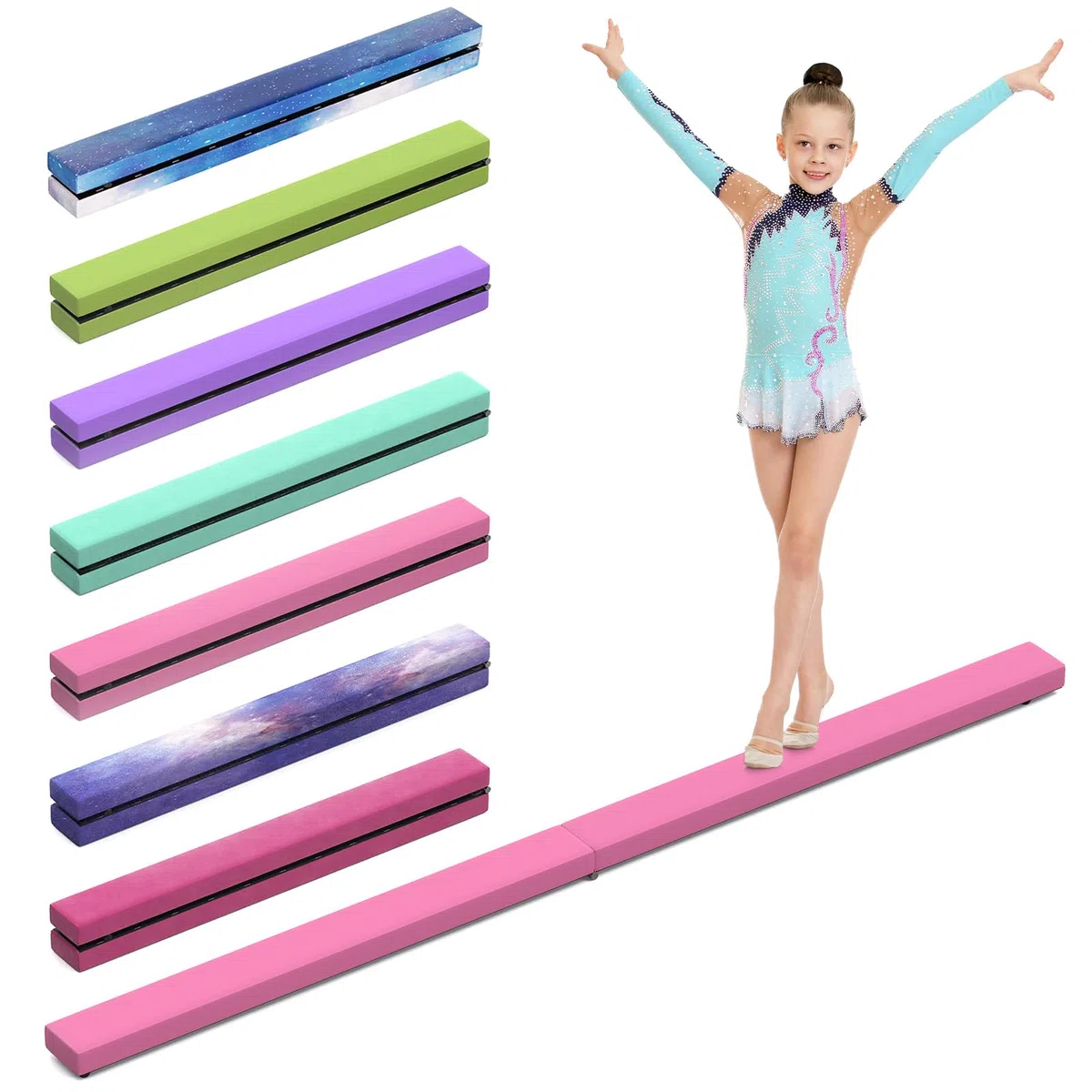 U`King Barra de Gimnasia Plegable, Barra de Equilibrio, 2,1 m/220 Libras, de Ante sintético, para Entrenamiento en casa, Gimnasio, Ejercicio, Ejercicio
