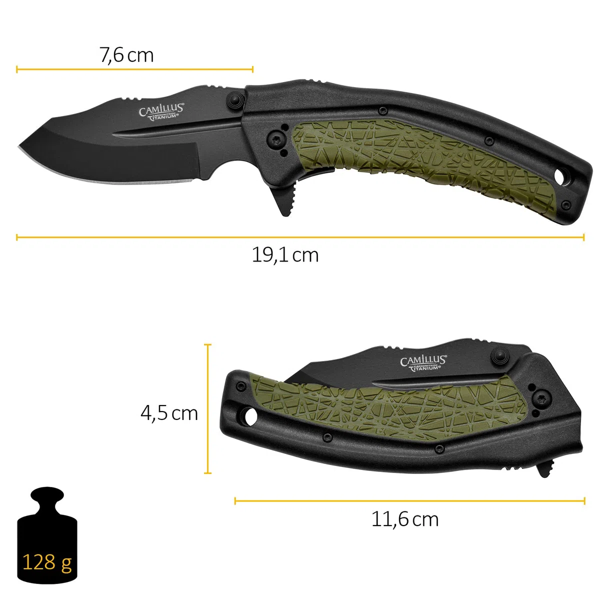 Camillus Chasse, Cuchillo Plegable Unisex Adult, Negro, 19285