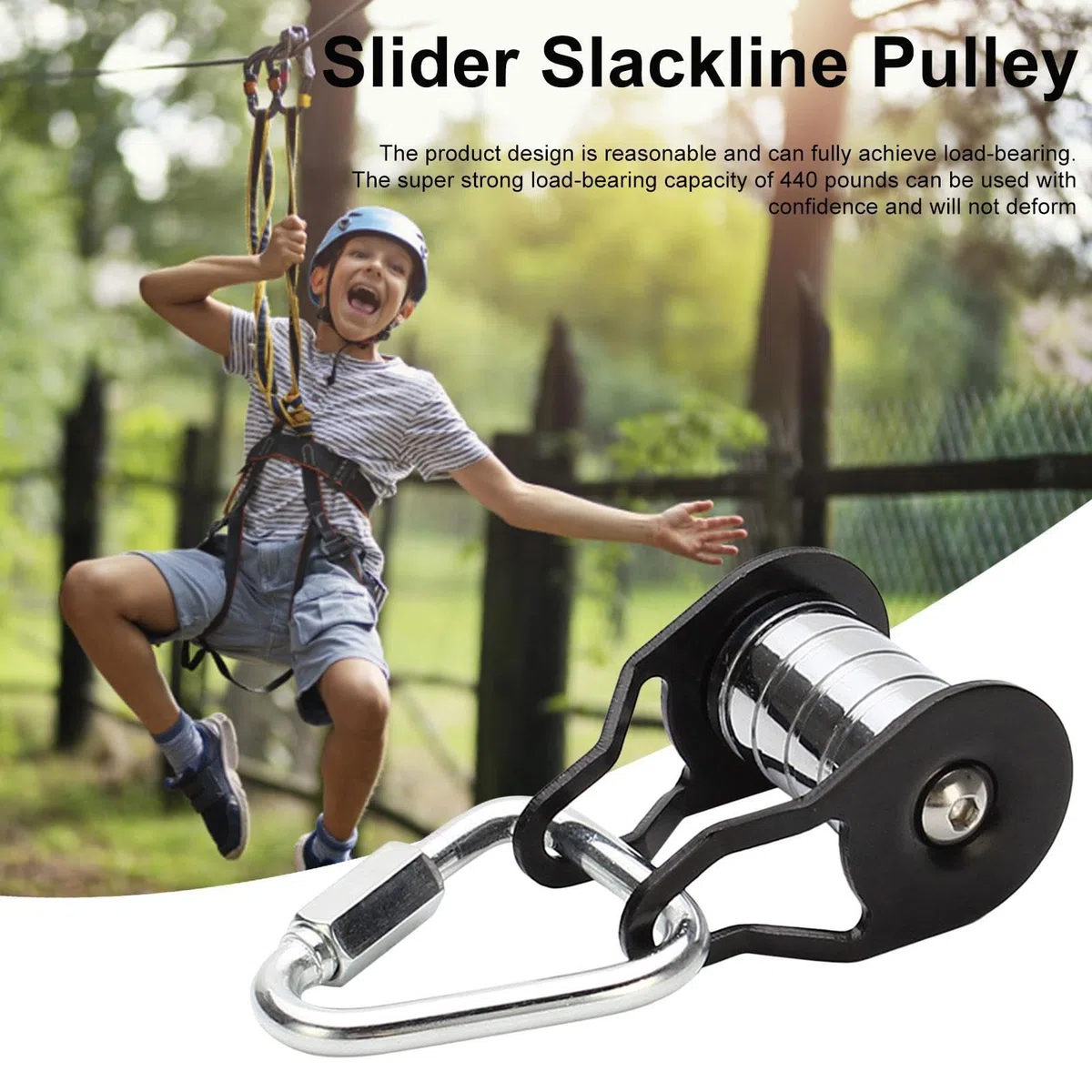 Slacklines - Polea de carga fuerte, polea de cuerda de tensión, polea de cuerda resistente a la intemperie con 5 rodillos, polea de aparejo multifuncional de hierro Slacklines Park Advanced User