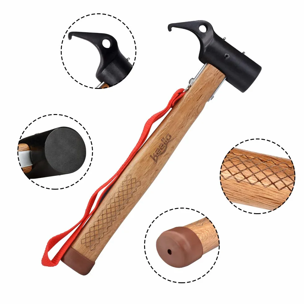 Martillo para Tienda, Martillo para Tienda de Campaña al Aire Libre, Martillo Multifunción, con Cuerda y Bolsa de Almacenamiento
