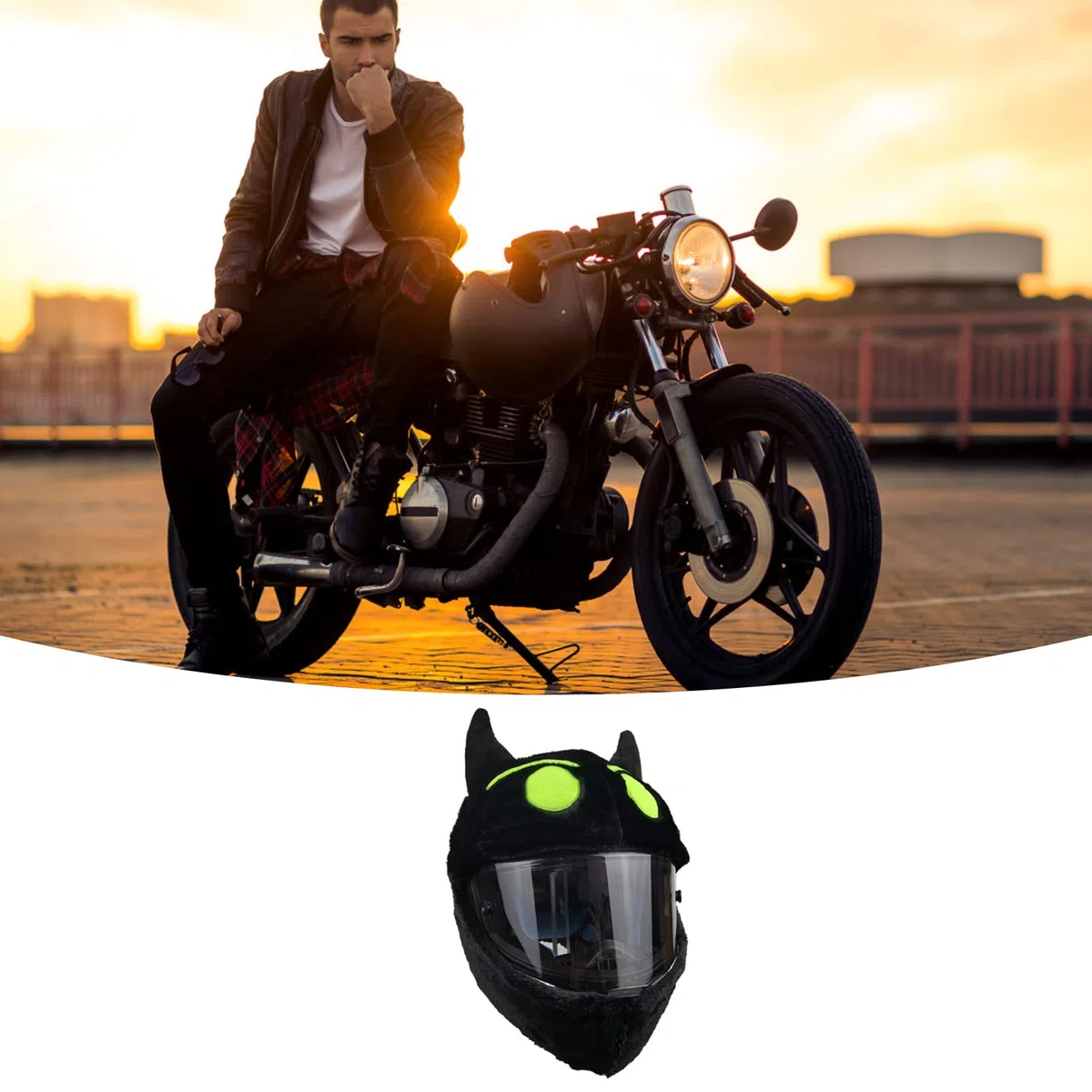 Towwoo Funda para Casco De Motocicleta, Funda Protectora para Casco De Moto Divertida, Equipo De Montar Al Aire Libre para Cascos Completos Hombres Y Mujeres Negro
