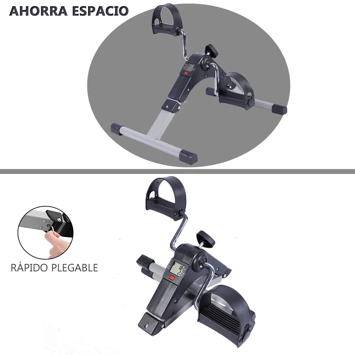 Mini Bicicleta Estatica Pedales,Pedaleador de Piernas y Brazos,LCD Pantalla y Resistencia Ajustable,Pedales Estaticos Personas Mayores,Pedaleador Estatico