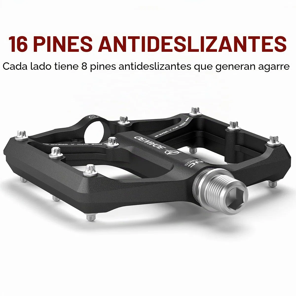 GEWAGE Pedales de Bicicleta de Carretera/montaña - Pedales de Bicicleta de 3 rodamientos - Pedales Planos mecanizados CNC de 9/16” con Clavos Antideslizantes extraíbles