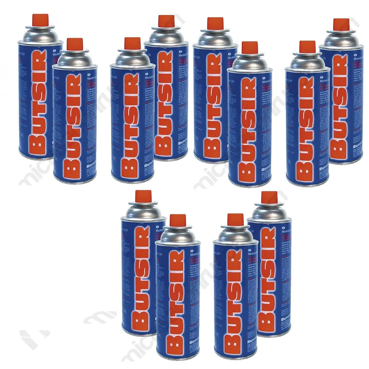 Pack de 12 cartuchos de gas Butano B-250, 227g, para Cocinas y Sopletes, Azul