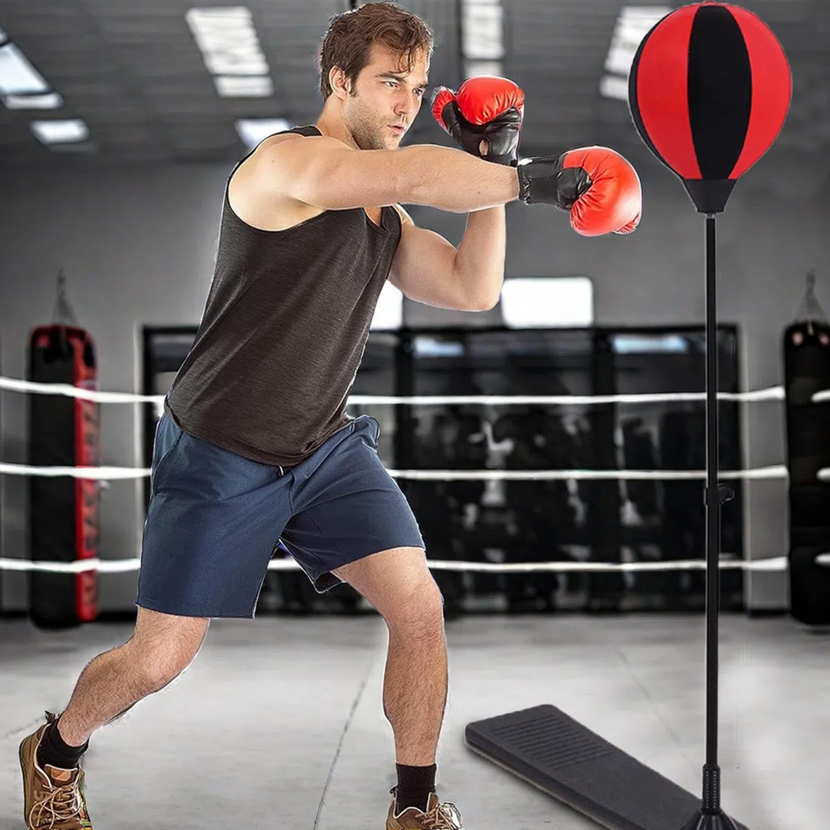 Saco De Boxeo con Soporte, Saco De Boxeo De Pie con Guantes Y Altura Ajustable, Juguete Deportivo, Kit Estable para Niños y Niñas de 3 a 10 Años para Entrenamiento en Casa Exterior o
