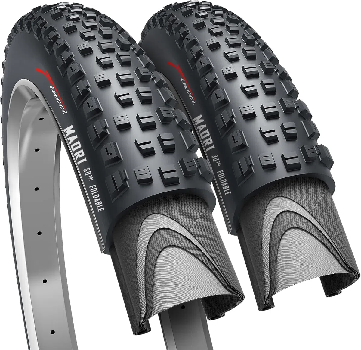 Fincci Cubiertas MTB 27.5 x 2.35 Pulgadas - Par Plegable Neumáticos 60-584, 30 TPI- Gomas Maori para MTB Montaña Bici, Enduro Cross - Country Bicicleta, Paquete de 2 componentes Ciclismo