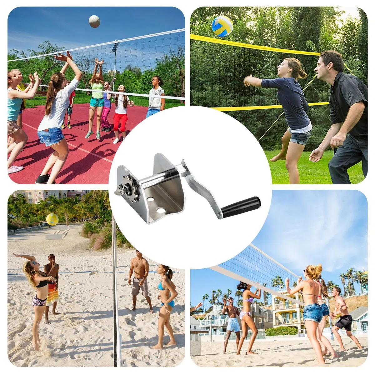 Cabrestante tensor de red de voleibol, tensor de red de voleibol con manivela | Cabrestante portátil de metal profesional para tenis, deportes al aire libre, entrenamiento y gimnasio