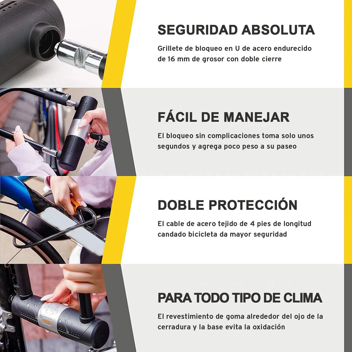 SIGTUNA Candado Bicicleta, con Soporte para Bicicletas Carretera, Bicicletas Eléctricas, Bicicletas Montaña