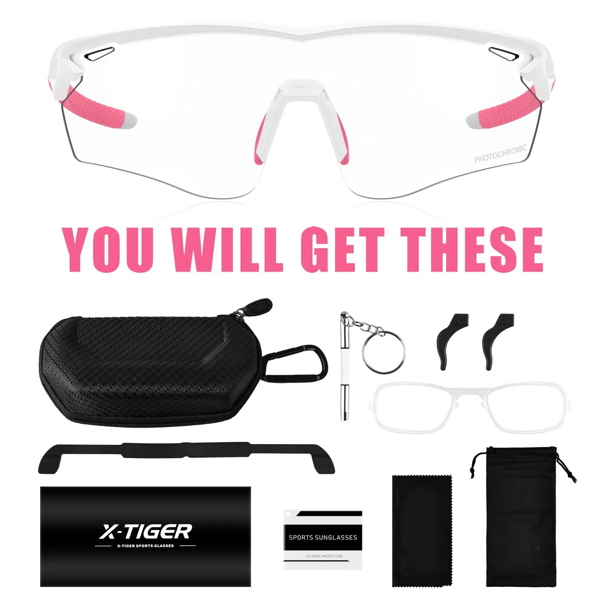 X-TIGER Gafas Ciclismo Fotocromáticas Hombre Mujer Transparente Gafas MTB Con Armazón TR90 Gafas de Sol Deportivas para Running Deportes al Aire Libre