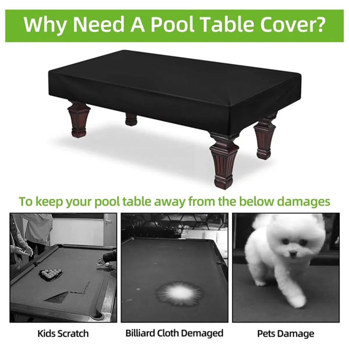 Funda protectora impermeable para mesa de billar de 7/8/9 pies, impermeable, para exteriores, interiores, a prueba de polvo, sol, lluvia, fieltro y billar, color