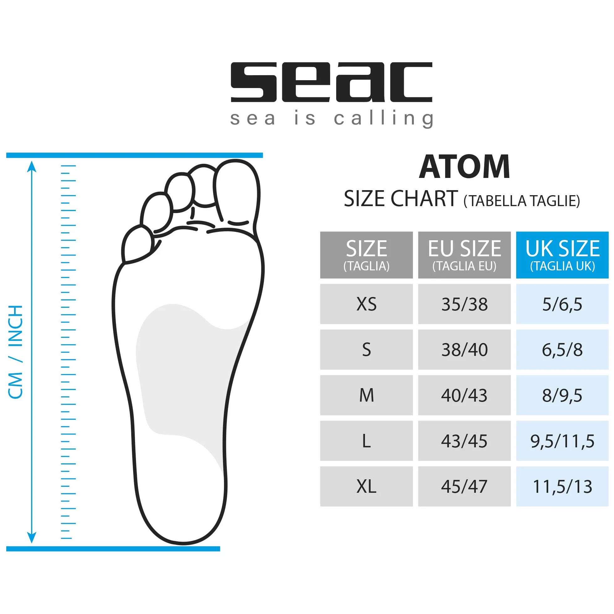 SEAC Atom Aletas Cortas de natación para Entrenamientos en la Piscina y en el mar