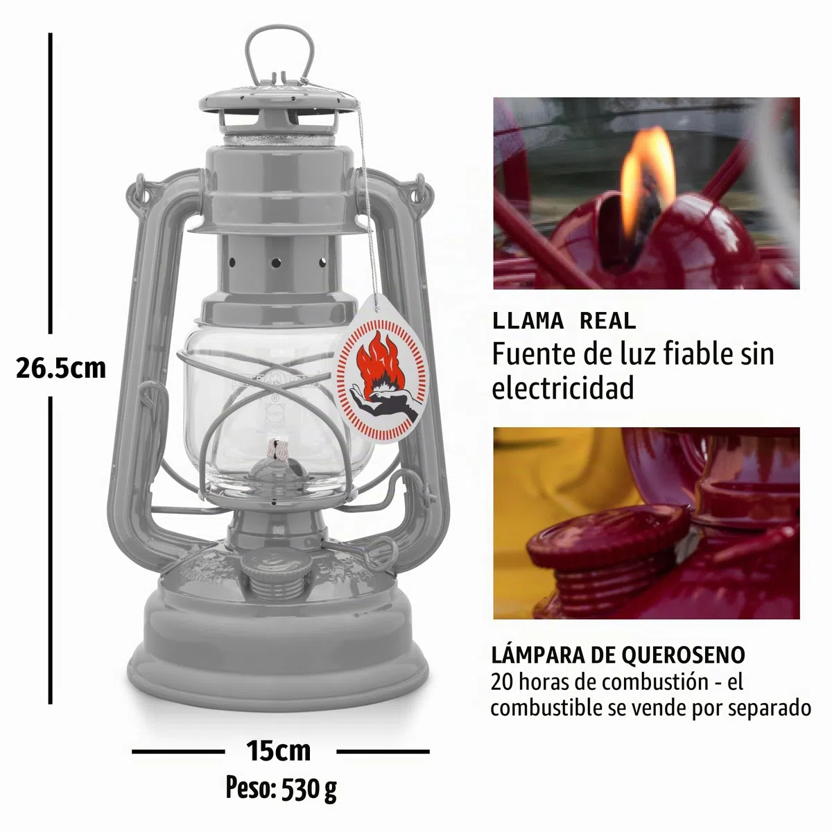Feuerhand 276 - Farol de aceite para huracanes para exteriores, fabricado en Alemania desde 1893, lámpara de parafina con acero galvanizado, queroseno resistente al óxido, tanque de 300 ml, combustión