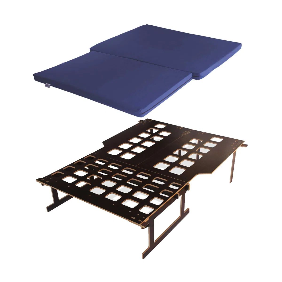 Cama Camper para Furgoneta PEQUEÑA con Colchón Plegable, Kit Camper Básico para Furgo, Cama Desmontable Fácil Montaje