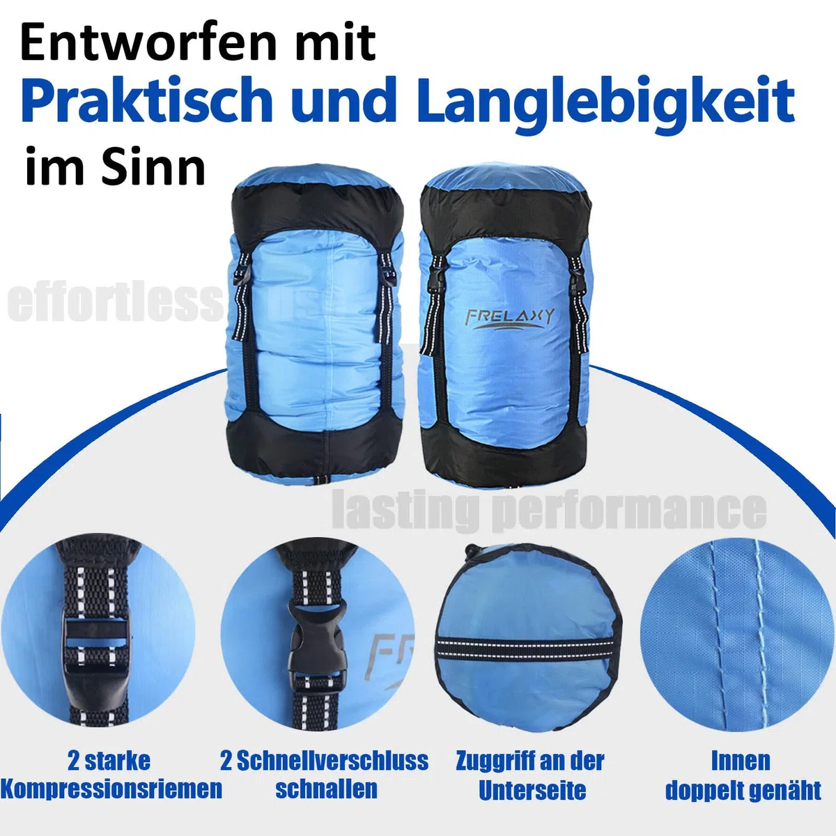 Frelaxy Bolsa de compresión, 40% más de espacio de almacenamiento, 11 L, 18 L, 30 L, 43 L, 43 L, 49 L, resistente al agua y ultraligera, bolsa de almacenamiento para saco de dormir, equipo que ahorra