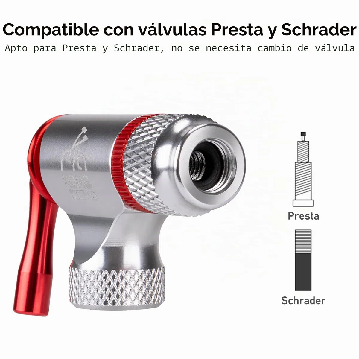 Juego de Inflador de CO2 para Ciclismo, 6 Cartuchos de CO2 de 16g/25g, Compatible con Válvulas Presta y Schrader, Bomba de CO2 para MTB y Bicicleta de Carretera