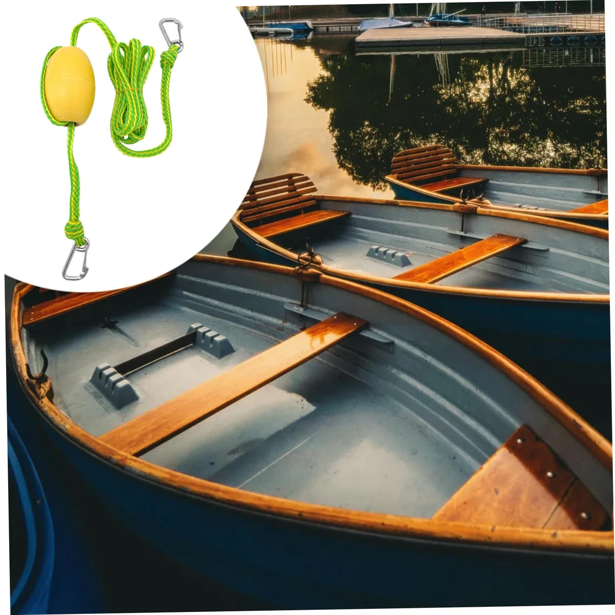 Cuerda Flotante con Flotador de boya, Cuerda de Anclaje de Flotador de Piscina Resistente de 12 pies con Gancho de Acero Inoxidable, Ancla de Barco de Alta Visibilidad para Agua de Playa, Lago o