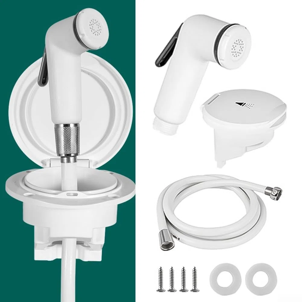 Kit de ducha fuera de borda para barco con soporte de popa retráctil y manguera de 2,5 m para aplicaciones de embarcaciones marinas
