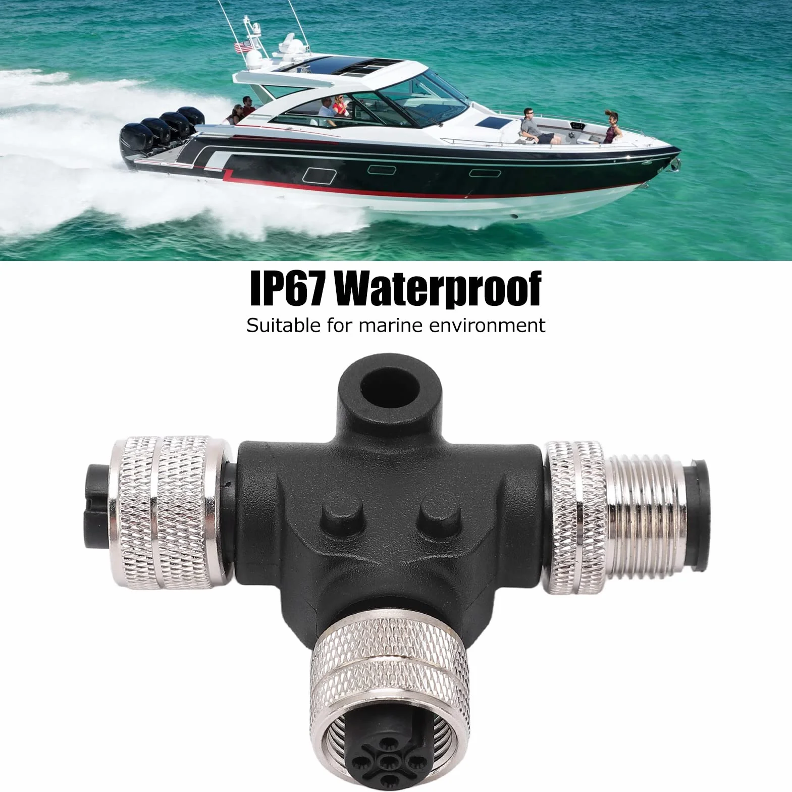 aqxreight Conector en T para NMEA 2000 con Rosca de 5 Pines IP67 Resistente al Agua Compatible con Redes Simrad B G Navico y para Instalaciones Marinas Profesionales