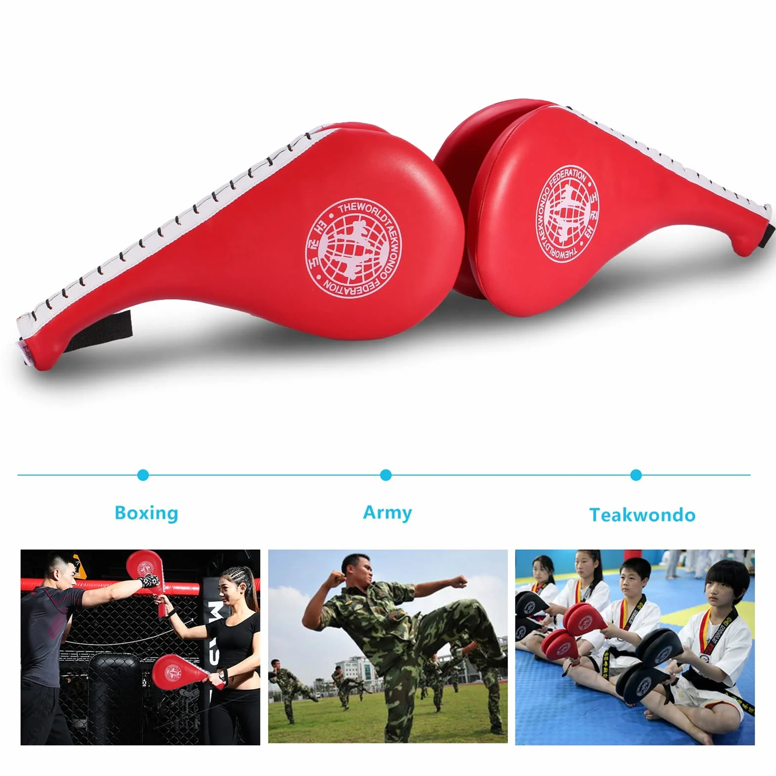 Taekwondo Kick Pads, Almohadillas de Patada de Taekwondo, Paquete de 2 Almohadillas de Doble Patada para taekwondos para Boxeo, Equipo de Artes Marciales, Karate, Kickboxing, Artes Marciales