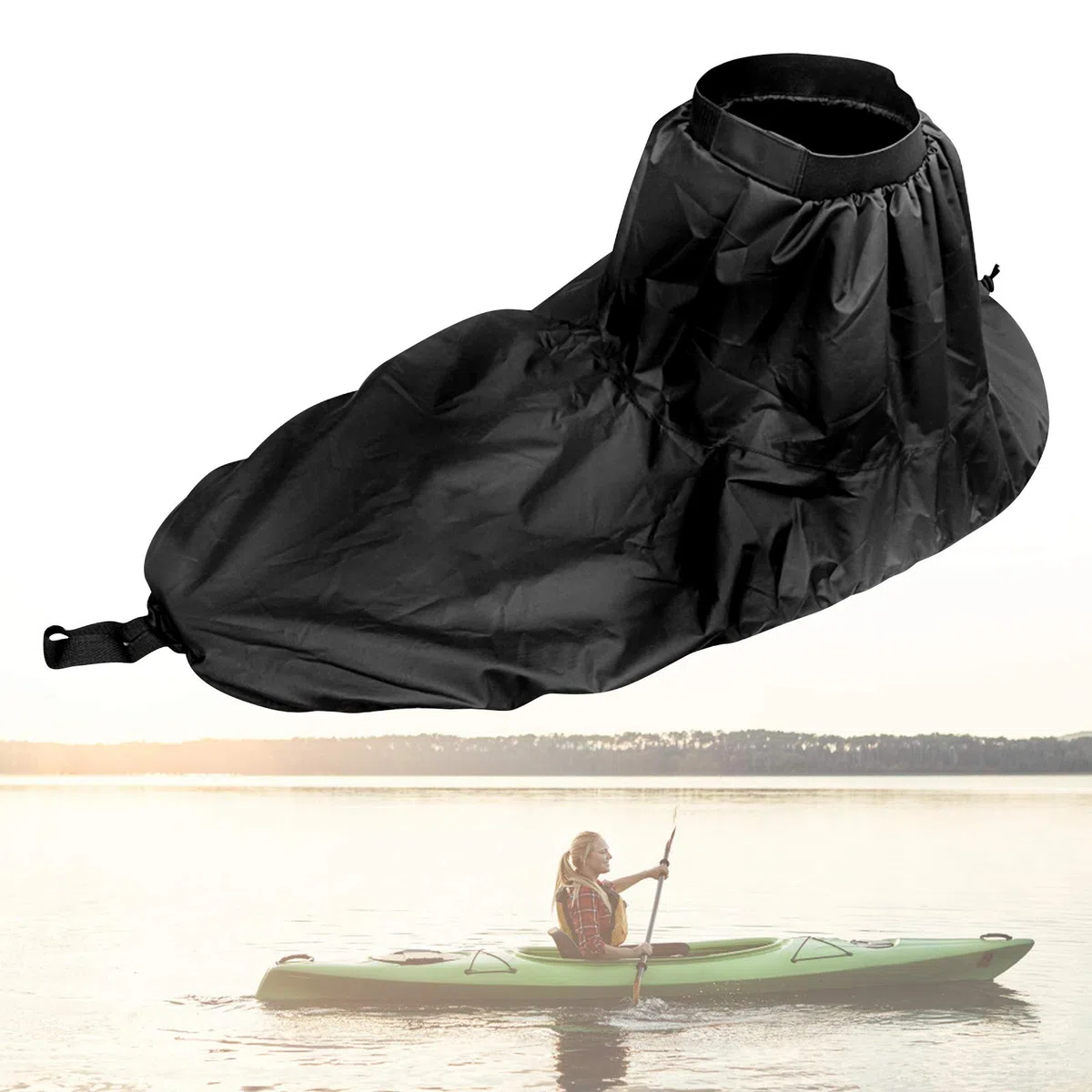 Yosoo - Falda de rociado de Kayak, Falda de rociado Universal para Kayak y Accesorios de Cubierta de Falda de Canoa Impermeable para Sentarse en el Interior de los Kayaks(Negro)