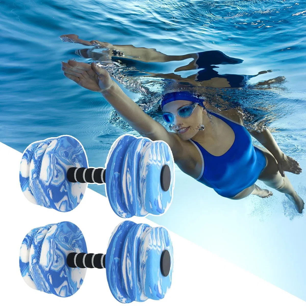 Campanas tontas, set de mancuernas,Equipo de ejercicio de la piscina para adultos | Equipo de Eva de espuma de 2 piezas flotante para natación para el ejercicio deportivo de fitness de natación