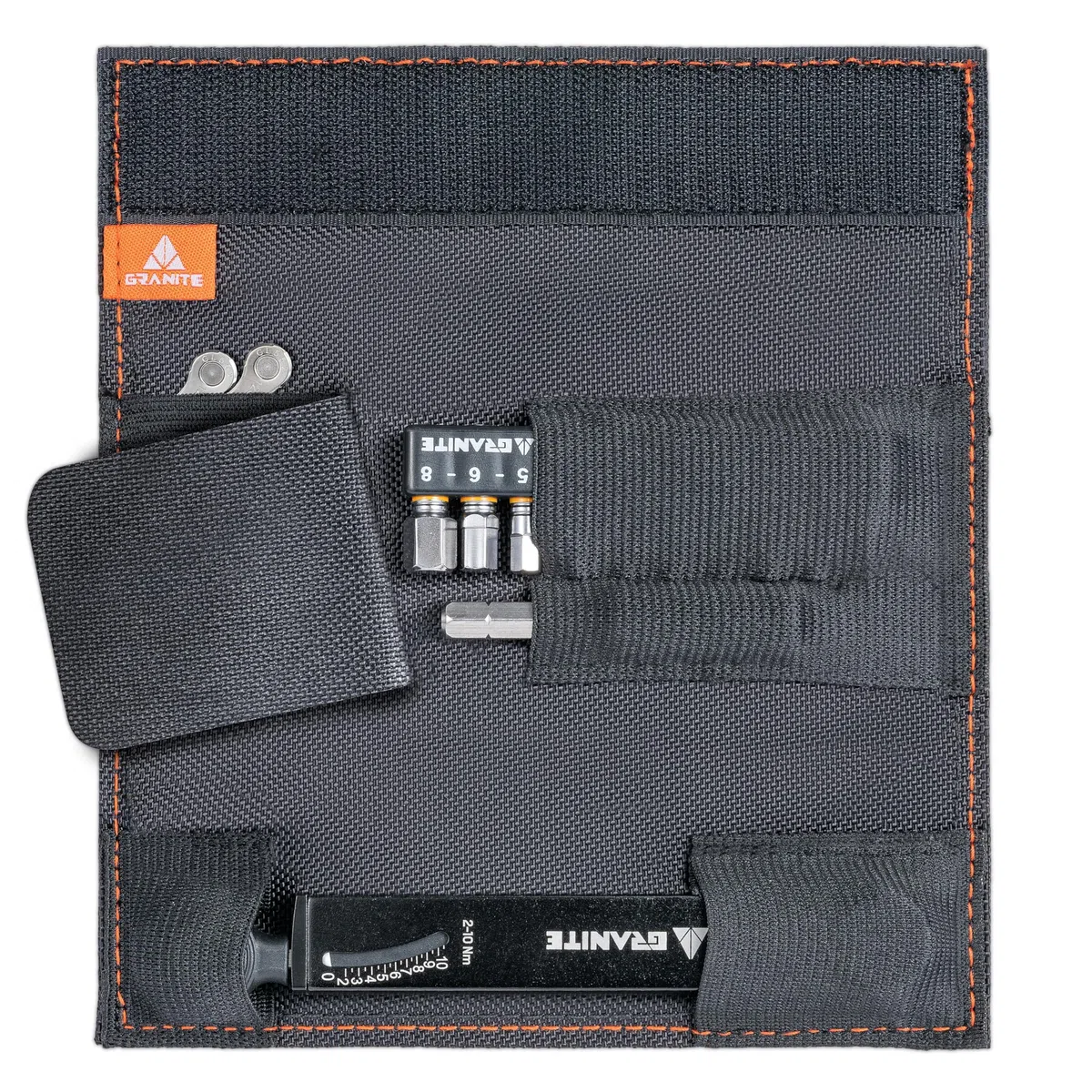 Granite Rocknroll TQ Torque Ratchet Kit de Herramientas para Bicicletas, Kit de multiherramientas para Bicicletas con 10 Puntas de Herramientas y Barra de extensión (Negro)