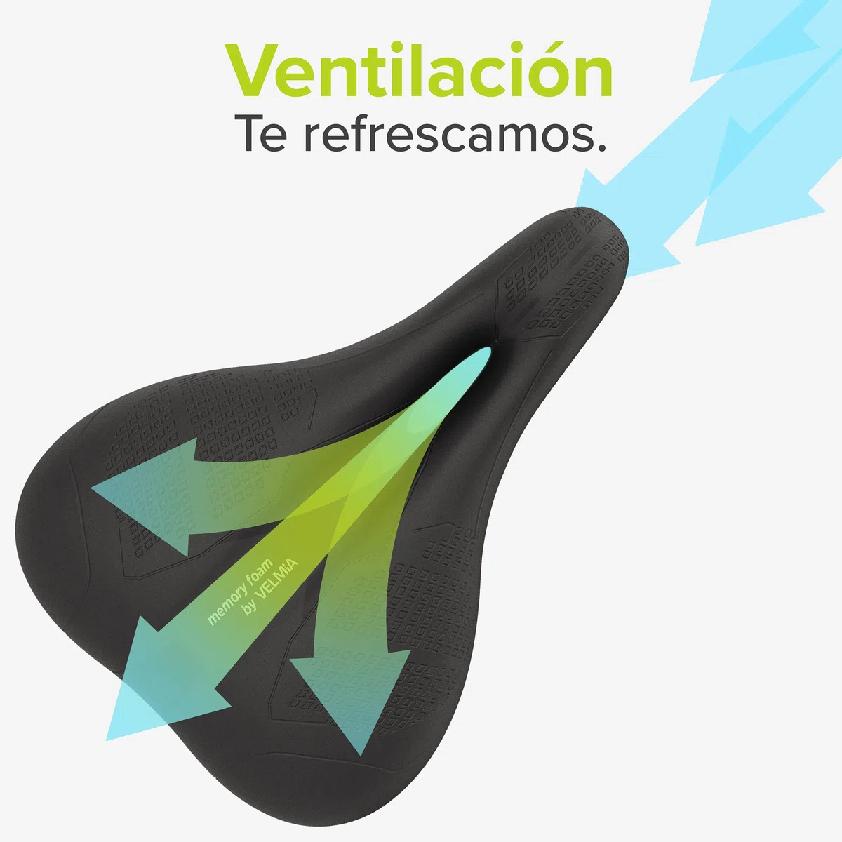 VELMIA Sillín de Bicicleta de Montaña, Trekking y Ciudad - Sillín Bicicleta Muy Cómodo Hombre y Mujer | Impermeable y Transpirable, Ergonómico, Espuma de Memoria, Antiprostático | Diseñado en Alemania
