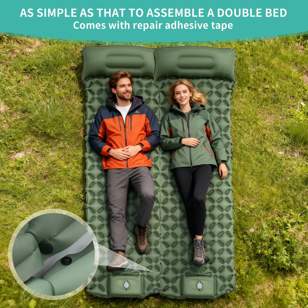 JIYANA Esterilla Camping Autoinflable Ultraligera con Bomba de Prensa, Colchón Inflable Individual para Exteriores, Colchon Inflable y Colchoneta Camping Ideal para Senderismo, Playa