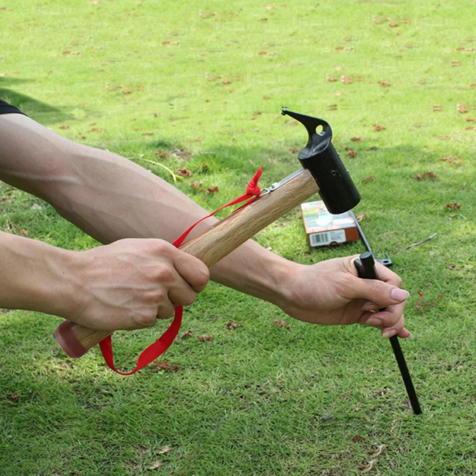 Martillo para Tienda, Martillo para Tienda de Campaña al Aire Libre, Martillo Multifunción, con Cuerda y Bolsa de Almacenamiento