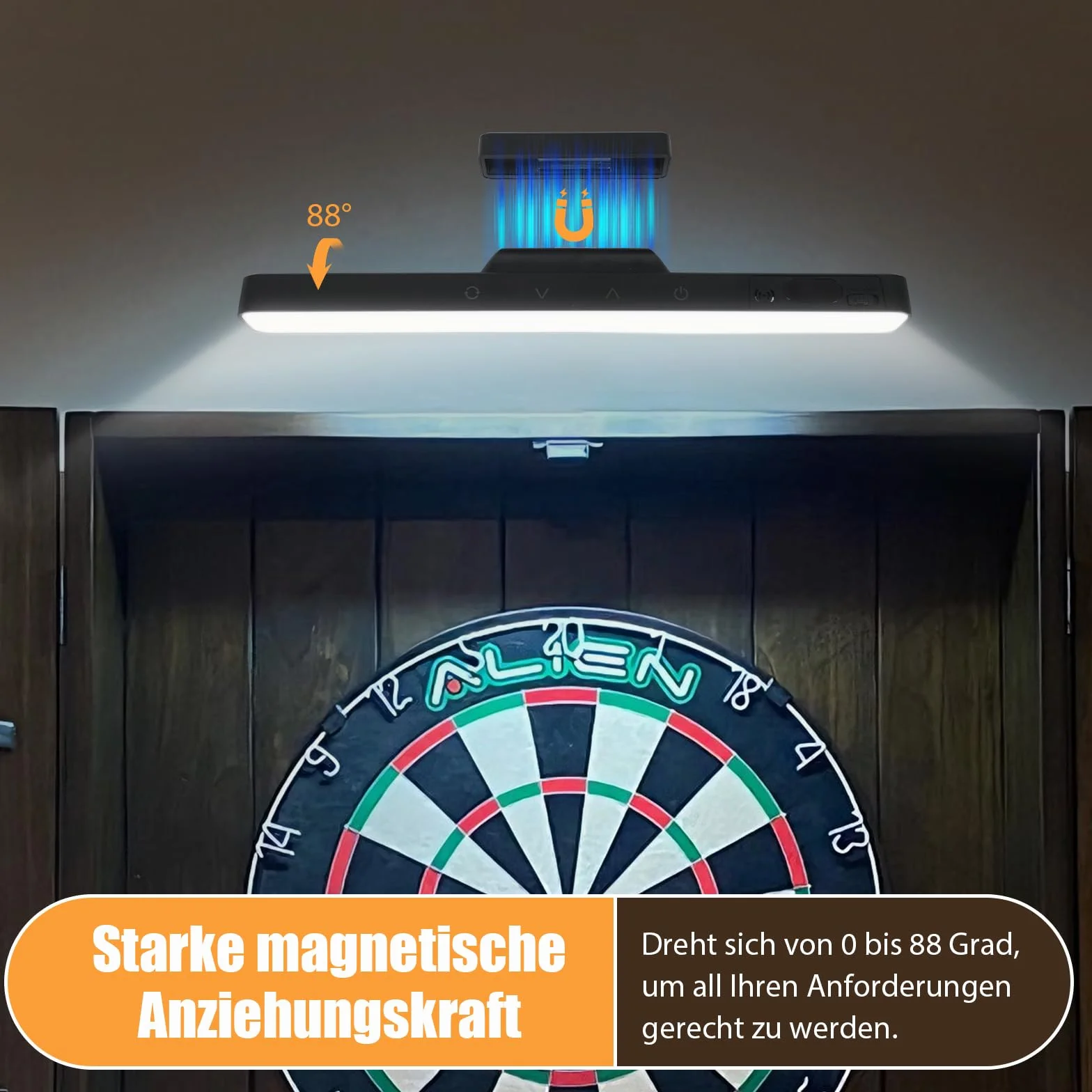 Luz LED para diana, 5 temperaturas de color, brillo, iluminación para diana con ángulo de iluminación ajustable, regulable, accesorios profesionales para dardos
