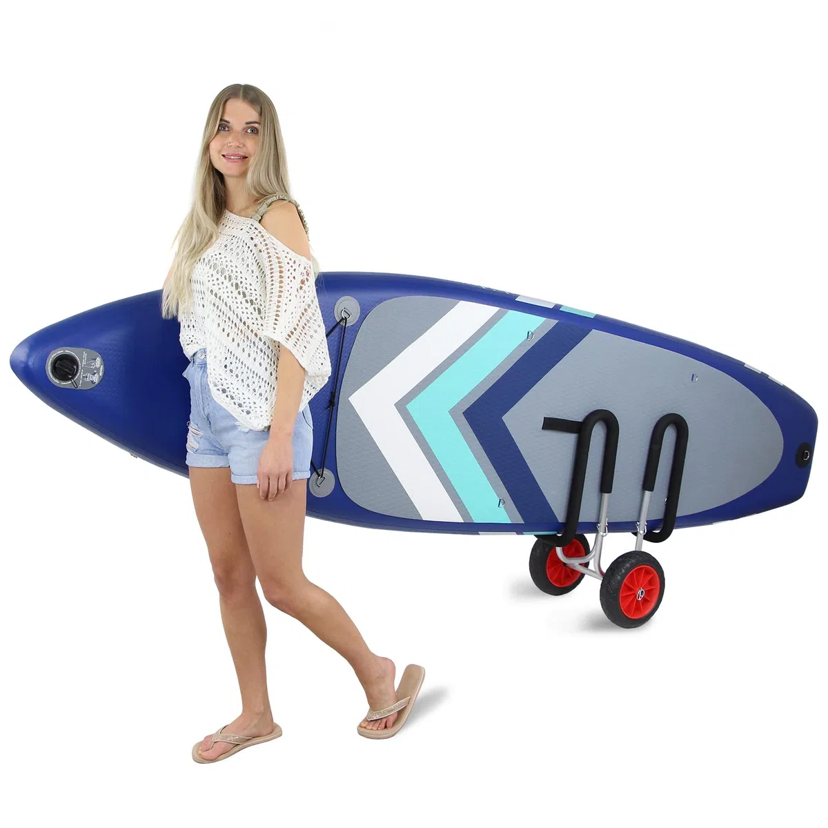 ALPIDEX Carro Transporte Sup Stand Up Paddle Board Trolley Ø 25 cm Ancho Neumáticos Caritto Plegable Tabla Surf