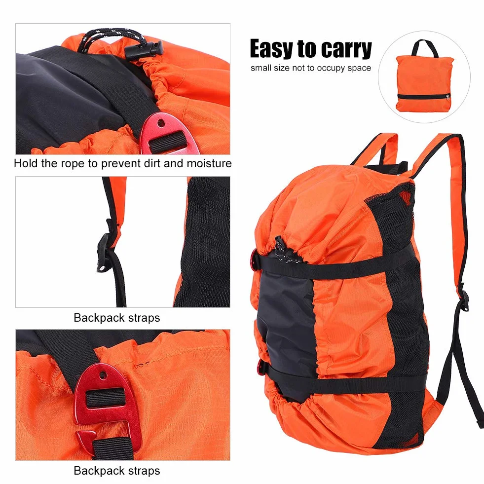 Bolsa para Escalada en Roca, Kit a Prueba de Agua para Cuerdas para Escalada Bolsa para montañismo Plegable Correa para el Hombro Mochila para Acampar al Aire Libr