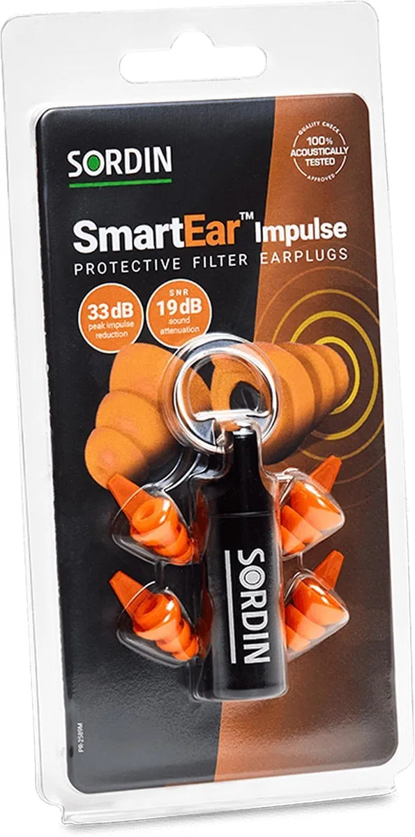Sordin SmartEar Impulse Tapones para los oídos reutilizables - Tapones para los oídos para cazadores y tiradores deportivos - Tapones para los oídos para protección auditiva en campo de tiro
