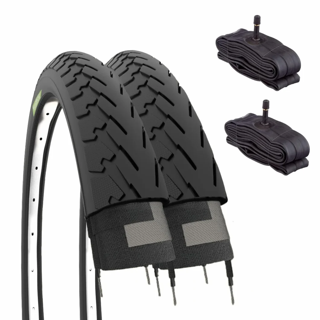 Ecovelò 2 neumáticos 700 x 35 C + cámaras América neumáticos City Bike Treking 700 x 35 28 1 5/8 3/8 Negro