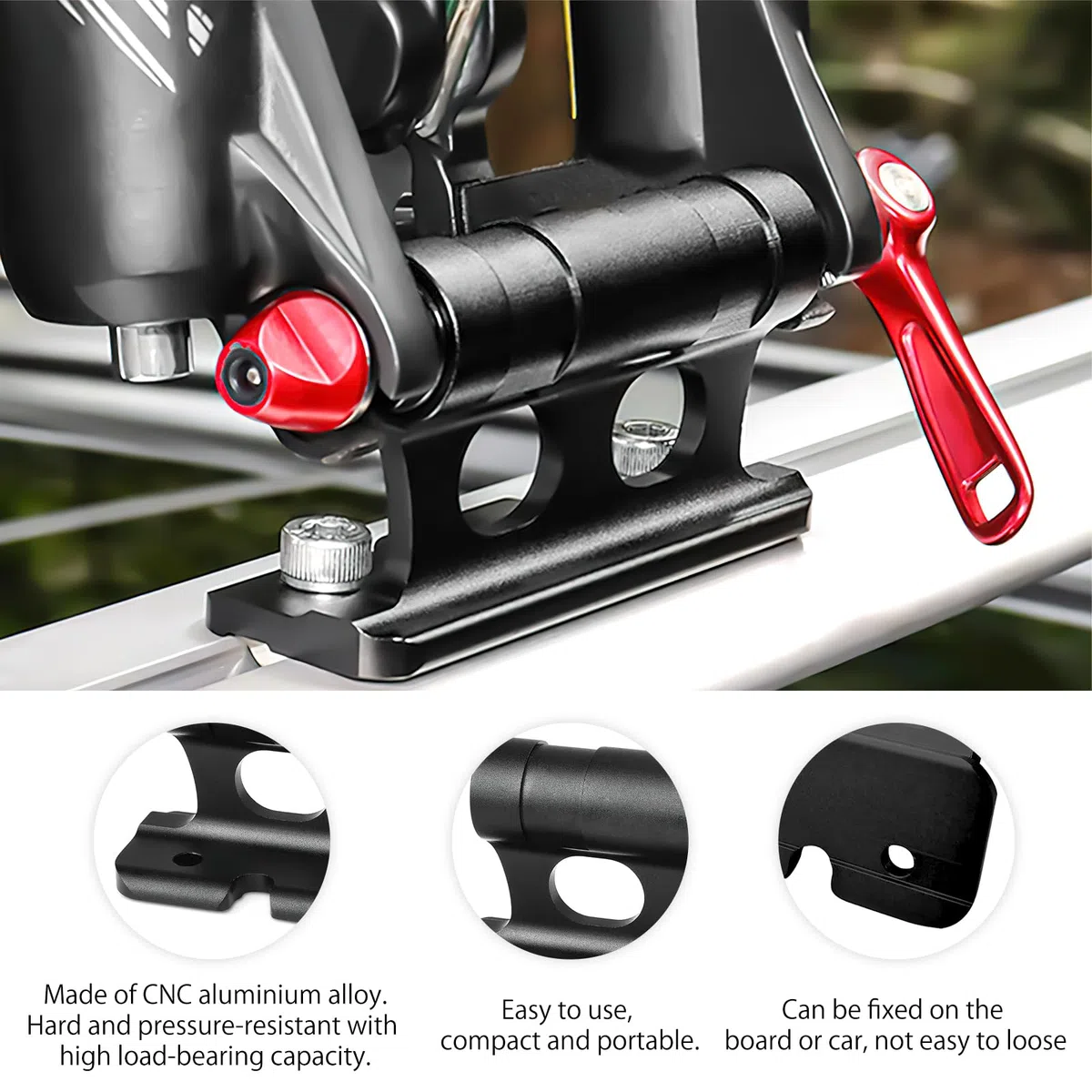 HENGBIRD 2 piezas soporte de horquilla para bicicleta de aleación de aluminio, soporte de techo para bicicleta de coche de bloqueo rápido, soporte de horquilla para bicicleta versátil para 5/12