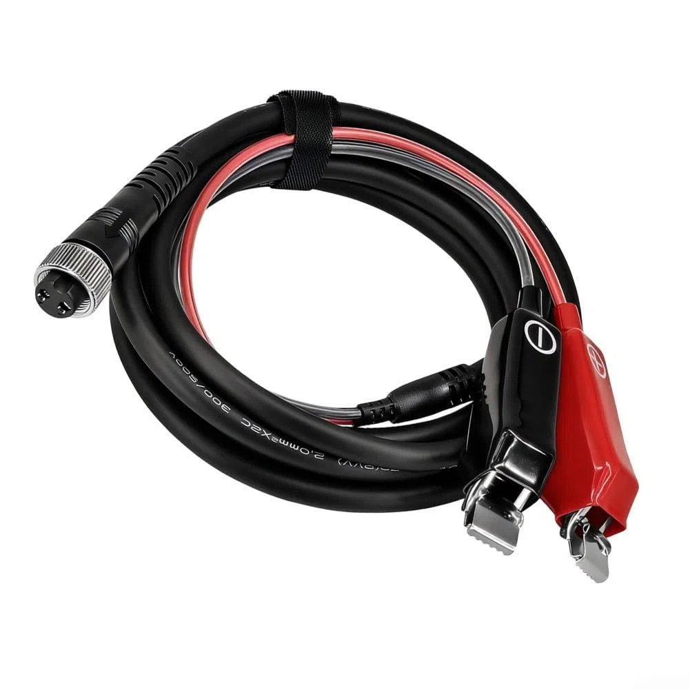 Cable de alimentación de carrete de pesca eléctrico de 2 m, 2,5 m, funda de silicona con clip de cocodrilo mejorado, negro y rojo, compatible con 300 500 750 MJ para SE (2,5 m)