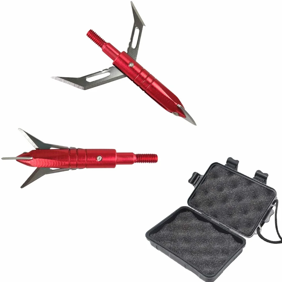 10pcs Puntas de Flechas Puntas de Caza de Tiro con Arco 3 Cuchillas fijas de 100 Granos para Arco Compuesto y Ballesta