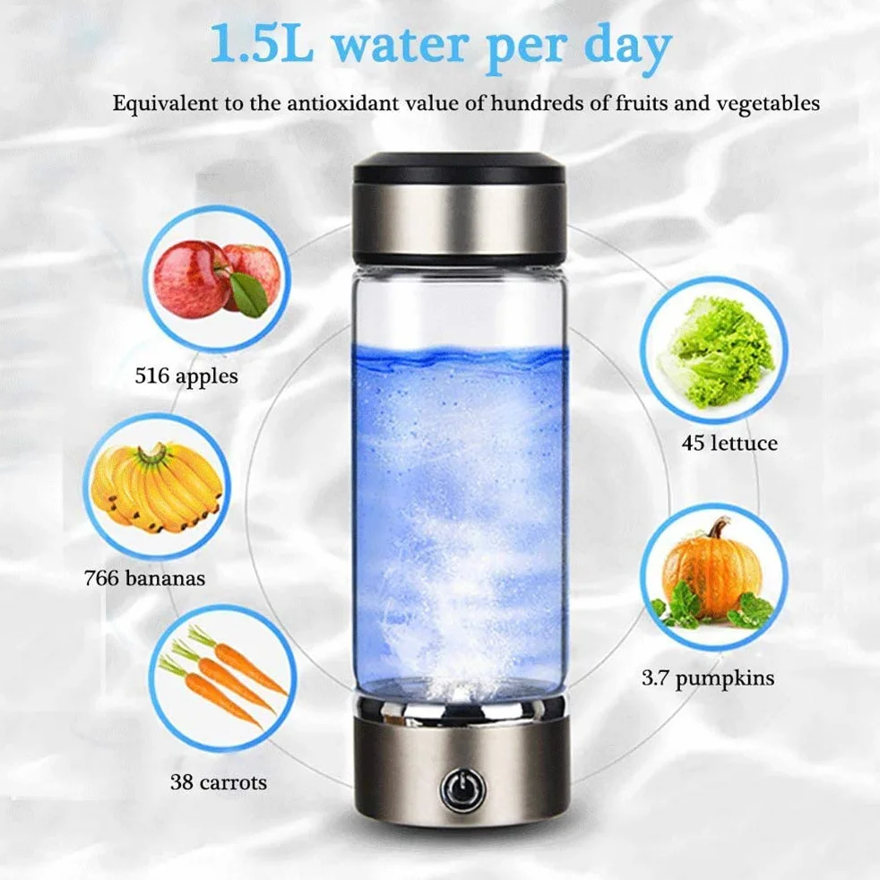Generador de Agua Portátil 420 ml Máquina Ligera para Viajes y Uso Diario Purificadora de Agua con Tecnología de Iones y Hidrógeno Rica Recargable Compacta para Hogar Oficina y Exterior