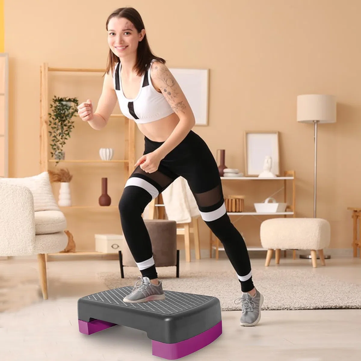 Plataforma Step - Step Fitness Antideslizante Con Altura Regulable - Tabla De Ejercicio Con Base Antideslizante En Casa Gimnasio Oficina Carga Ideal Piernas Y Glúteos